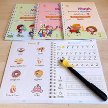 Load image into Gallery viewer, ✍️ Sank Magic Practice Book (4 BOOKS 📚, 1 PEN 🖊️, 1 GRIP , 10 REFILLS )🎁 FREE Magic Coloring Book