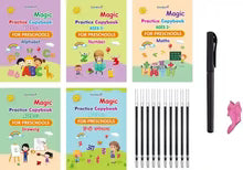 Load image into Gallery viewer, ✍️ Sank Magic Practice Book (4 BOOKS 📚, 1 PEN 🖊️, 1 GRIP , 10 REFILLS )🎁 FREE Magic Coloring Book